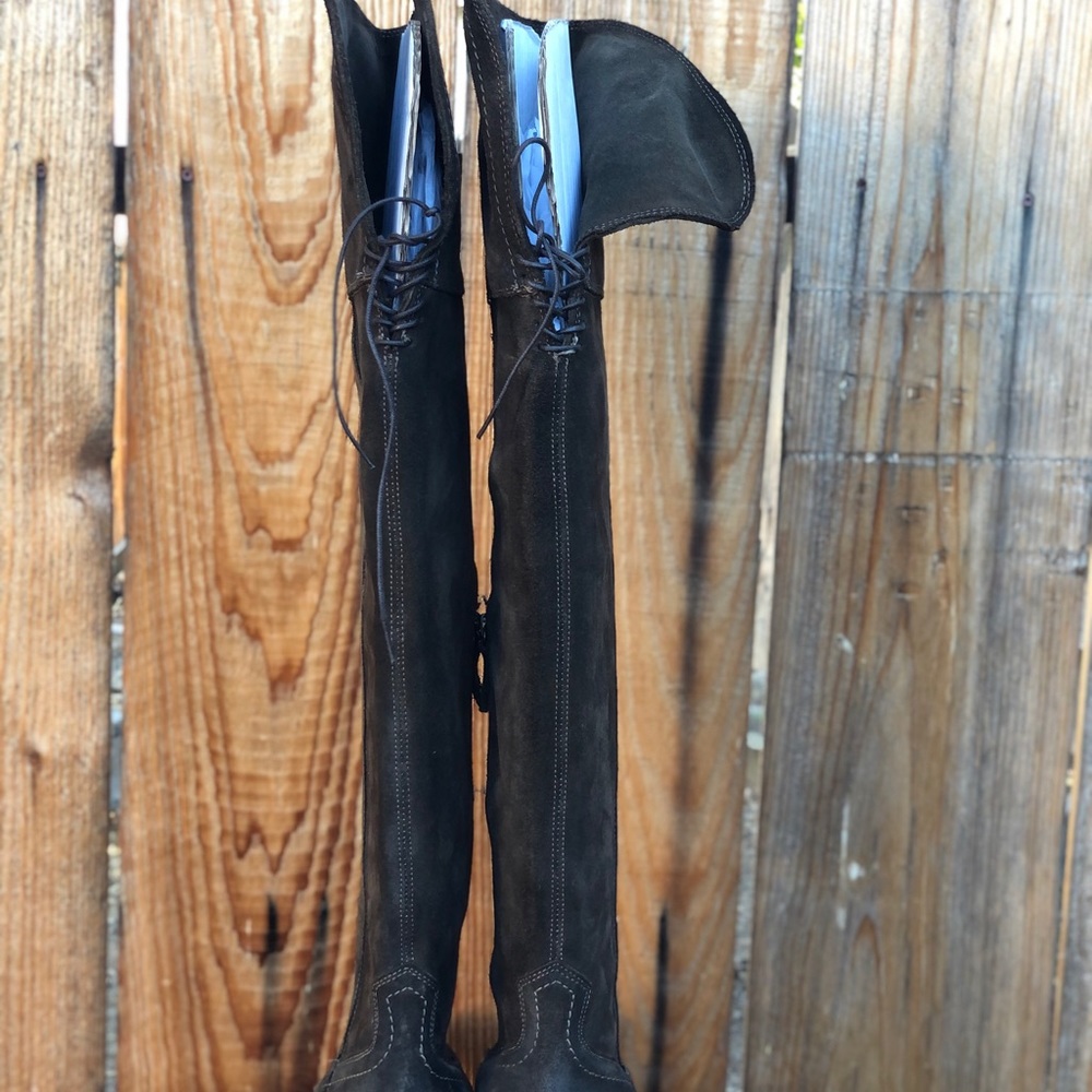 Frye Thigh High Suede Sacha OTK Equestrian Style Women's Boots Size 10 Side Zip - Picture 4 of 11